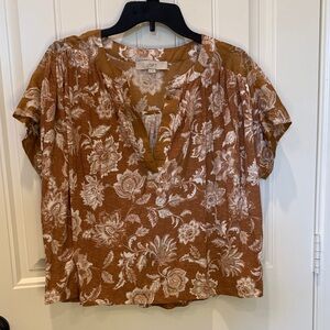 LOFT Brown Floral Blouse